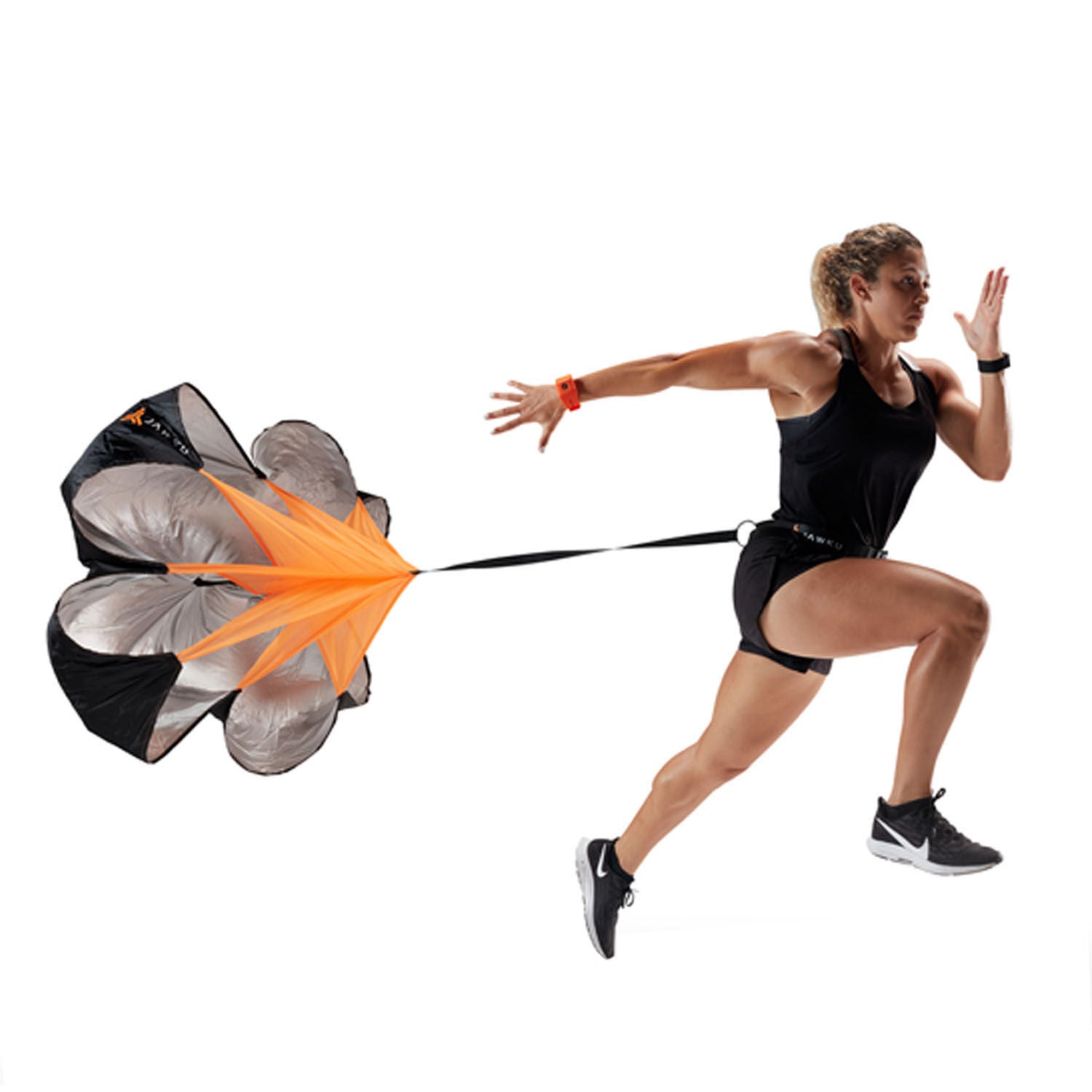 Girl Running with the Jawku Parachute